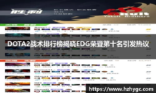 DOTA2战术排行榜揭晓EDG荣登第十名引发热议