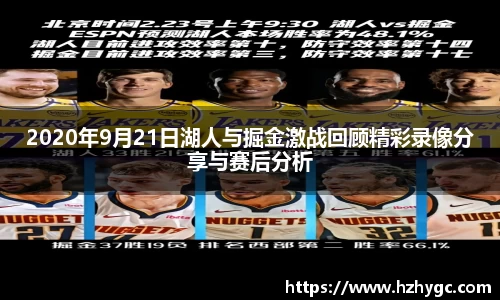 2020年9月21日湖人与掘金激战回顾精彩录像分享与赛后分析